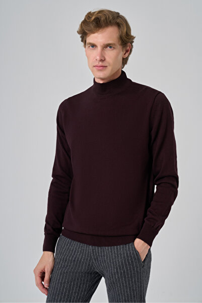 Morven Men's Purple Basic Half Turtleneck Dynamic Fit Comfortable Cut Knitwear