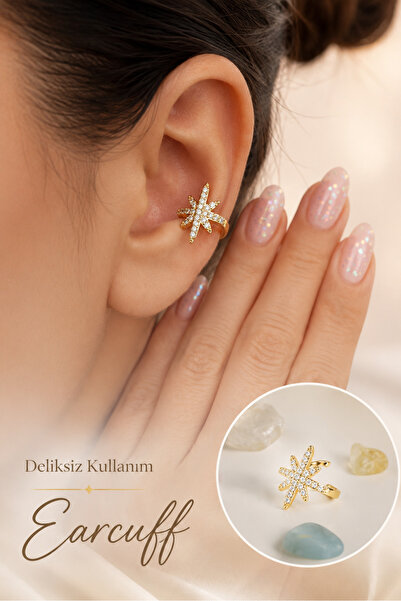 Sacce Scarves&Accessories Kutup Yıldızı Detaylı Earcuff Sıkıştırma Kıkırdak K...