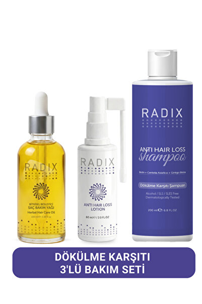 Radix Üçlü Set Dökülme Karşıtı Serum Sprey - Saç Bakım Yağı - Dökülme Önleyic...
