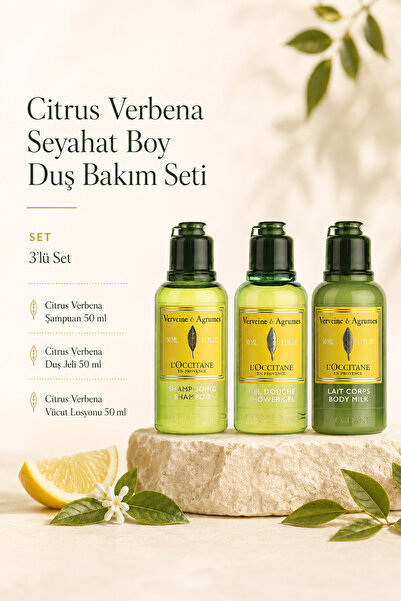 L'Occitane Citrus Verbena Seyahat Boy Duş Bakım Seti, 3'lü Set