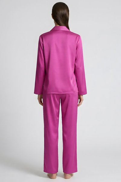 Feu De Elu Set de pijamale lungi din satin Amoris Fuchsia