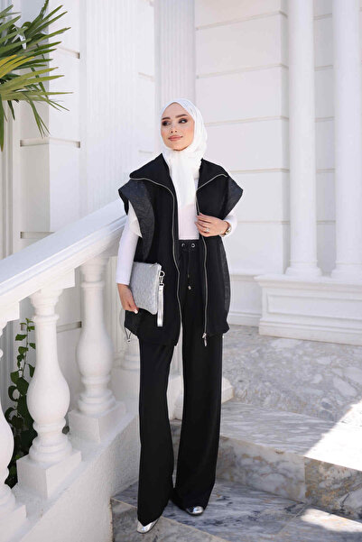 İmajButik Siyah Garnili Yelek Pantolonlu Takım