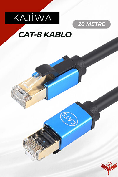 KAJİWA CAT8 20 Metre Ethernet Kablosu 25Gbps Premium İnternet Lan Kablo 20mt