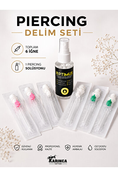 Karınca Piercing 6 Adet Piercing Delim iğnesi Ve Piercing Solüsyonu ilk delim...