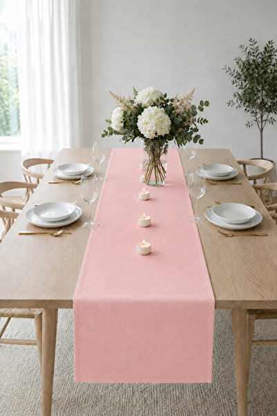 KaiHome Pink Rosy Linen Runner