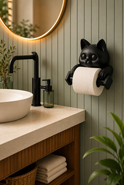 morbella Cat Figured Toilet Paper Holder Wall Mounted Decorative Bathroom Wc ...