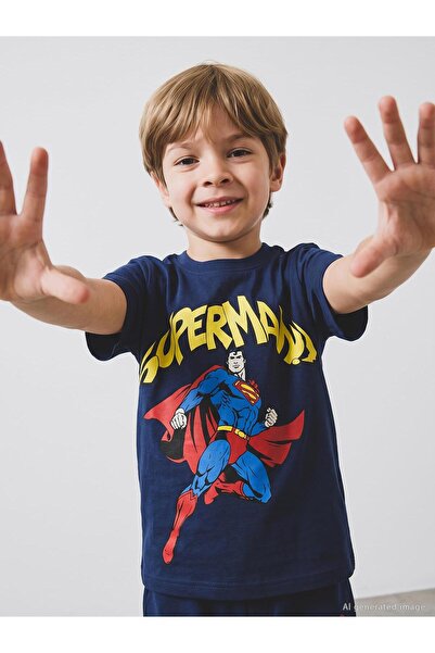 Superman Tricou Superman cu imprimeu pentru copii de 2-5 ani - Bleumarin