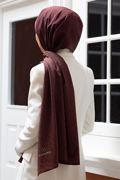 Vissona KREP DEGRADELİ MONOGRAM DESENLİ GÜL KURUSU RENKLİ 75X195 KIRIŞMAZ ŞAL