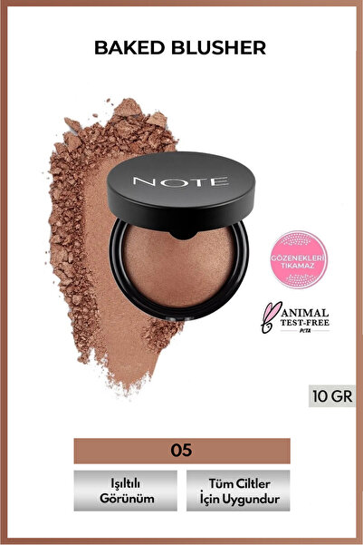 NOTE Baked Blusher Işıltılı Fırınlanmış Toz Allık - 05 Mocha Taste