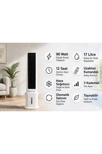 Dijitsu VN95 Sulu Portatif Hava Soğutucu Uzaktan Kumandalı 90 Watt 17 Litre S...