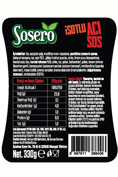 Sosero İsotlu Acı Sos 330 gr
