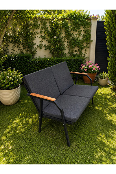Dekoroom's DURU İKİLİ BAHÇE BALKON MOBİLYASI,SİYAH İSKELET,KUMAŞ RENGİ 01 ANT...