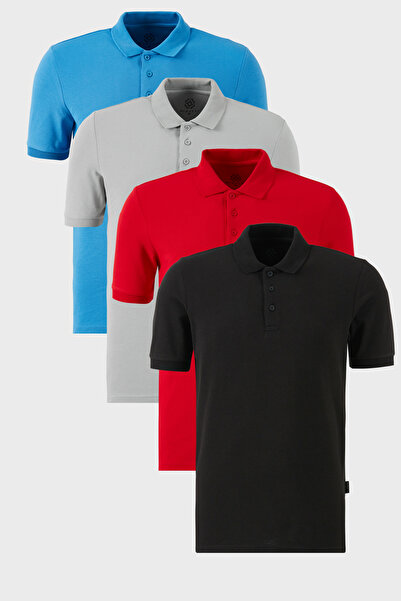 Buratti Cotton Regular Fit Buttoned Polo Neck 4 Pack t Shirt Men's t Shirt 59...