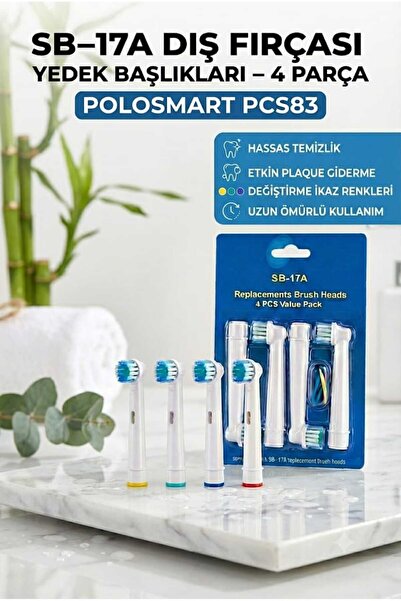 LOVYCO Polosmart PCS83 Şarjlı Ve Pilli Diş Fırçası Uyumlu 4 Adet Yedek Başlık