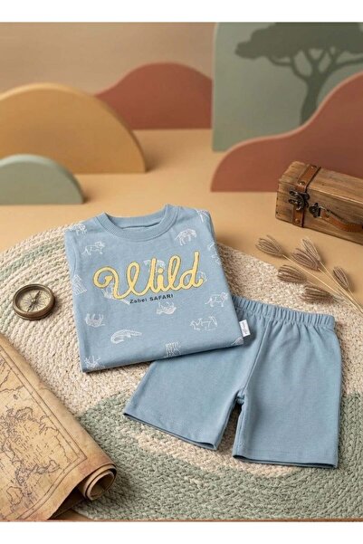 meyastore Boy's Shorts Set with Wild Print