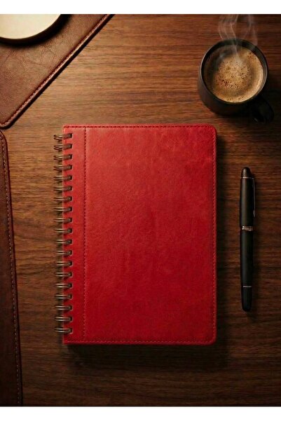 Mr.Notebook Kişiye Özel İsim Yazılı Kırmızı Termo Deri Defter - Spiralli Kare...