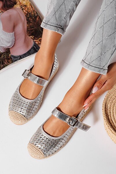Zaira Espadrile dama argintii din piele ecologica Eda #21468