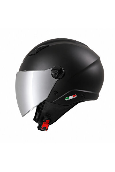 Sway SW 765 Matt Black Gümüş Vizör yarım Kask Güneş vizörlü