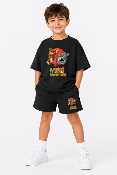 fasardi Super Bear Adventure Süper Ayı Baskılı Oversize %100 Pamuk Tişört Şor...