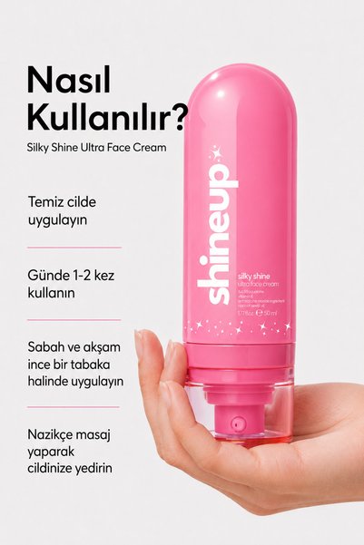 shineup Silky Shine Water Based Face Cream 50 ml |   Intensive Moisturizing & Brightening Ultra Face Cream
