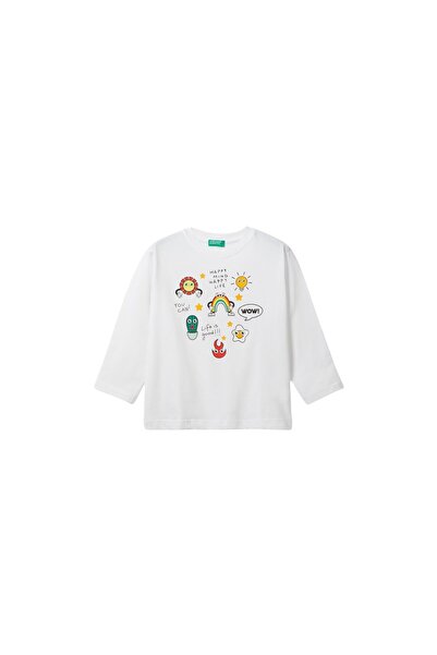 Benetton Μακρυμάνικο για αγόρια - Λευκό