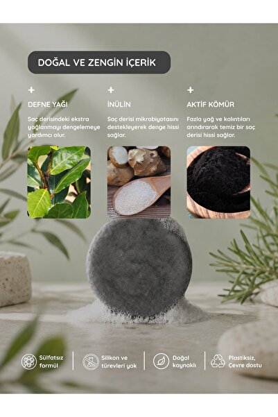 miseca Mercury Balancing Solid Shampoo for Oily Hair 105 g |   Activated Charcoal, Green Clay, and Niacinamide