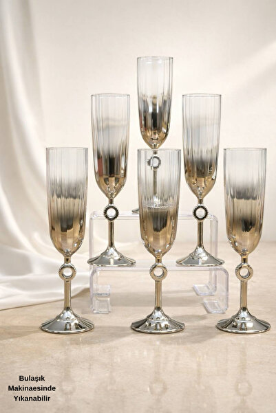 rova tr Ayça Series Set of 6 Glass Titanium Coated Luxury Footed Cups – Moder...