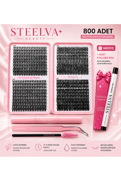 Lesley Takma Kirpik Seti 800 Adet , 20-30-40-50D Yapıştırıcı & Sabitleyici Cı...