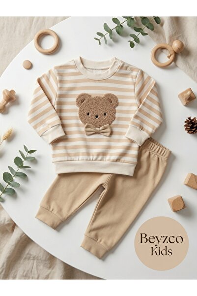 minimundo baby طقم مطبوع عليه دب مع ربطة عنق