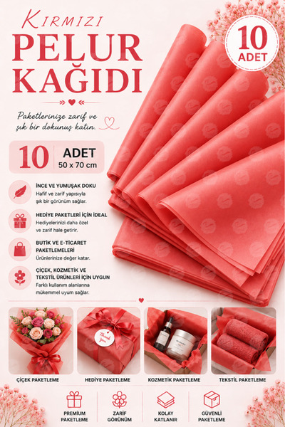 t tuğset etiket مناديل ورقية حمراء اللون مقاس 50x70 سم 10 قطع