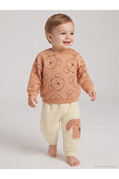 Civil Baby Dog Printed 6-18 Months Set - Orange