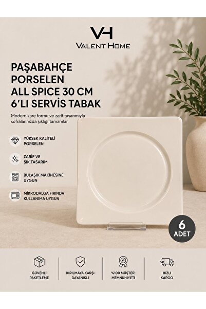Paşabahçe Porcelain All Spice 30 cm 6 Pcs Service Plate