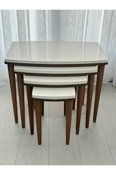 deniss home 4 Lü Lüx Ahşap Zigon Sehpa
