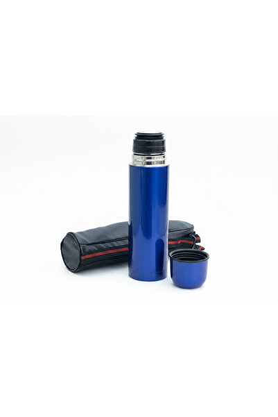 VİBEFLASK 500 ml Termos 304 Paslanmaz Çelik - Deri Kılıflı Bardak Kapaklı