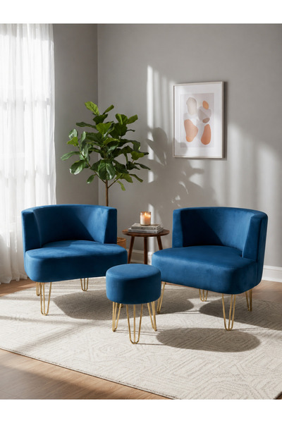 AY CONCEPT Elegance 2'li Çay Seti Berjer Ve Puf Takımı