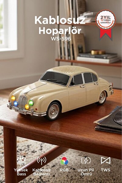 Torima Bluetooth Hoparlör Retro Araba Tasarımlı Speaker WS-596 Krem