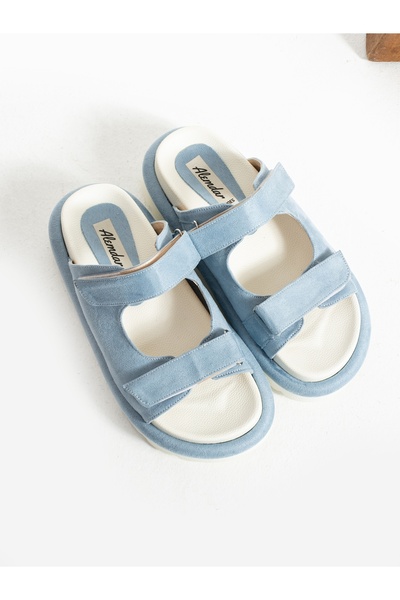 Alemdar Shoes MORLY Bebe Mavi Cırtlı Kadın Sandalet