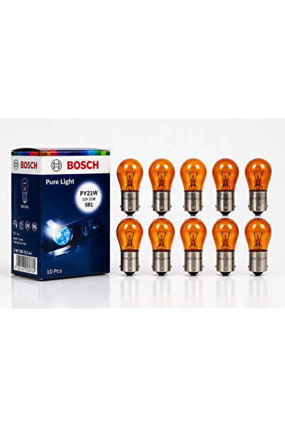 Bosch PY21W Turuncu Pure Light BAU15S Sinyal Ampulü 12V 21W Uzun Ömürlü 10'lu...