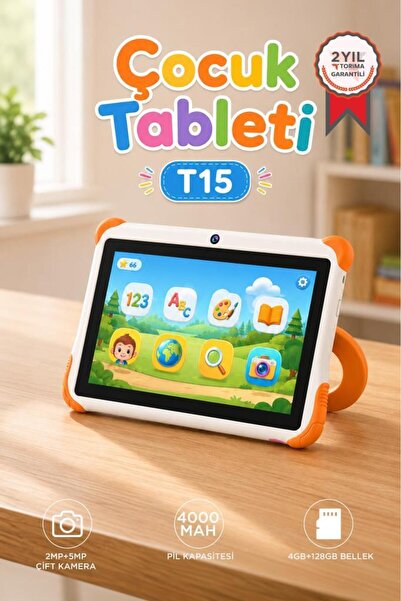 Torima Tablet 4GB 128GB Kılıf Hediyeli Çocuk Tableti T15 Beyaz