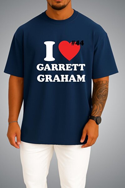 Bahriyeli Collection تي شيرت أبيض كبير الحجم مطبوع عليه I Love Garrett Graham...