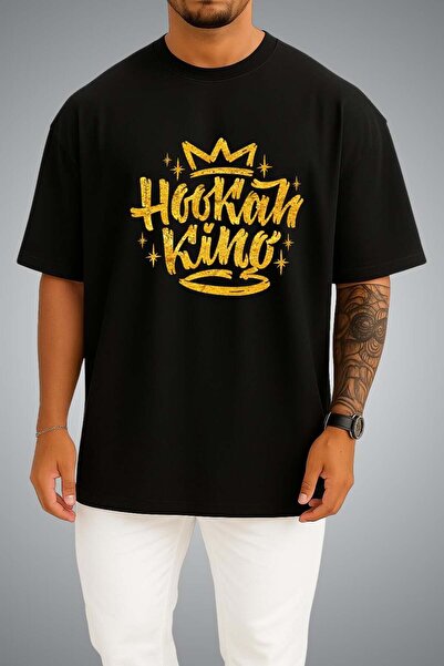 Bahriyeli Collection Oversize Hookah King Chest and Back Printed Unisex T-Shirt
