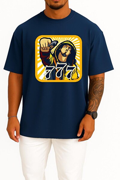 Bahriyeli Collection Oversize 777 Numbers Graffiti Chest Design Unisex T-Shirt