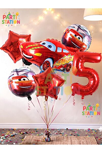 Parti Station Cars Arabalar Şimşek Mcqueen Yarış Arabası Konsept 5 Yaş Balon ...