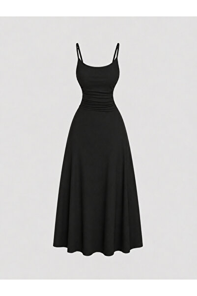 Dressco Kylie - Krep Kumaş İnce Askılı Beli Saran Maxi Elbise