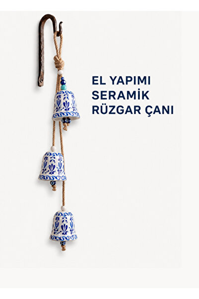 EvaniLife 3'Lü Seramik El Yapımı Rüzgar Çanı Duvar Dekorayon Ürünü, Bahçe Bal...