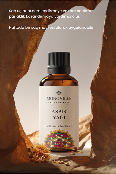 Monoville Aspir Yağı 30 ml Soğuk Sıkım Saf ve Doğal (Safflower Oil)