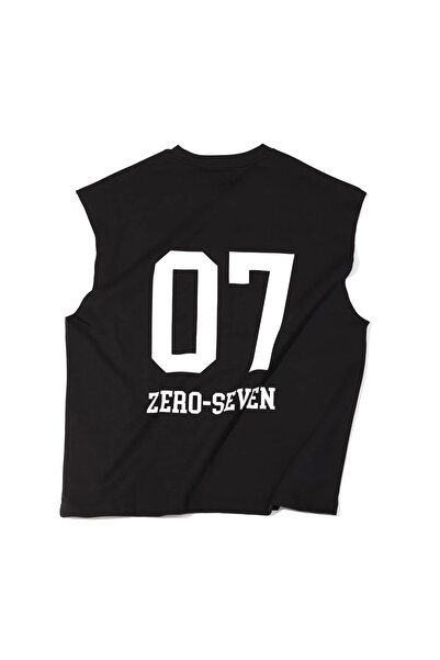 no7man Zero-Seven Black Oversize Sleeveless 100% Cotton Men's Tshirt