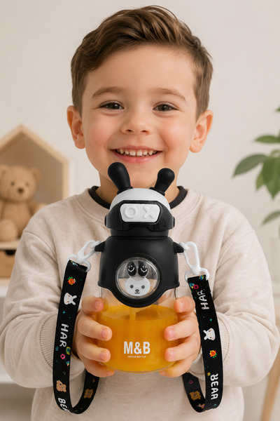 M&B WATER BOTTLE Astronot Tavşan Figürlü Matara 750 ml - Sticker Hediyeli Pip...