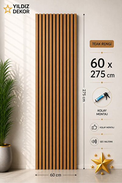 YILDIZ DEKOR Yeni nesil duvar panali 60x275 teak rengi