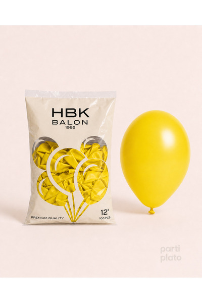 HBK Balon بالون لون واحد 12" 100 قطعة أصفر HBK